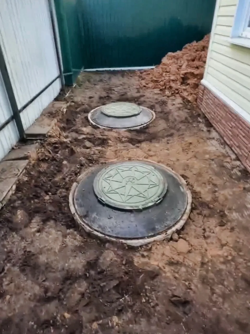 Бетонный септик из железобетонных колец в деревне Пешково Чеховского округа